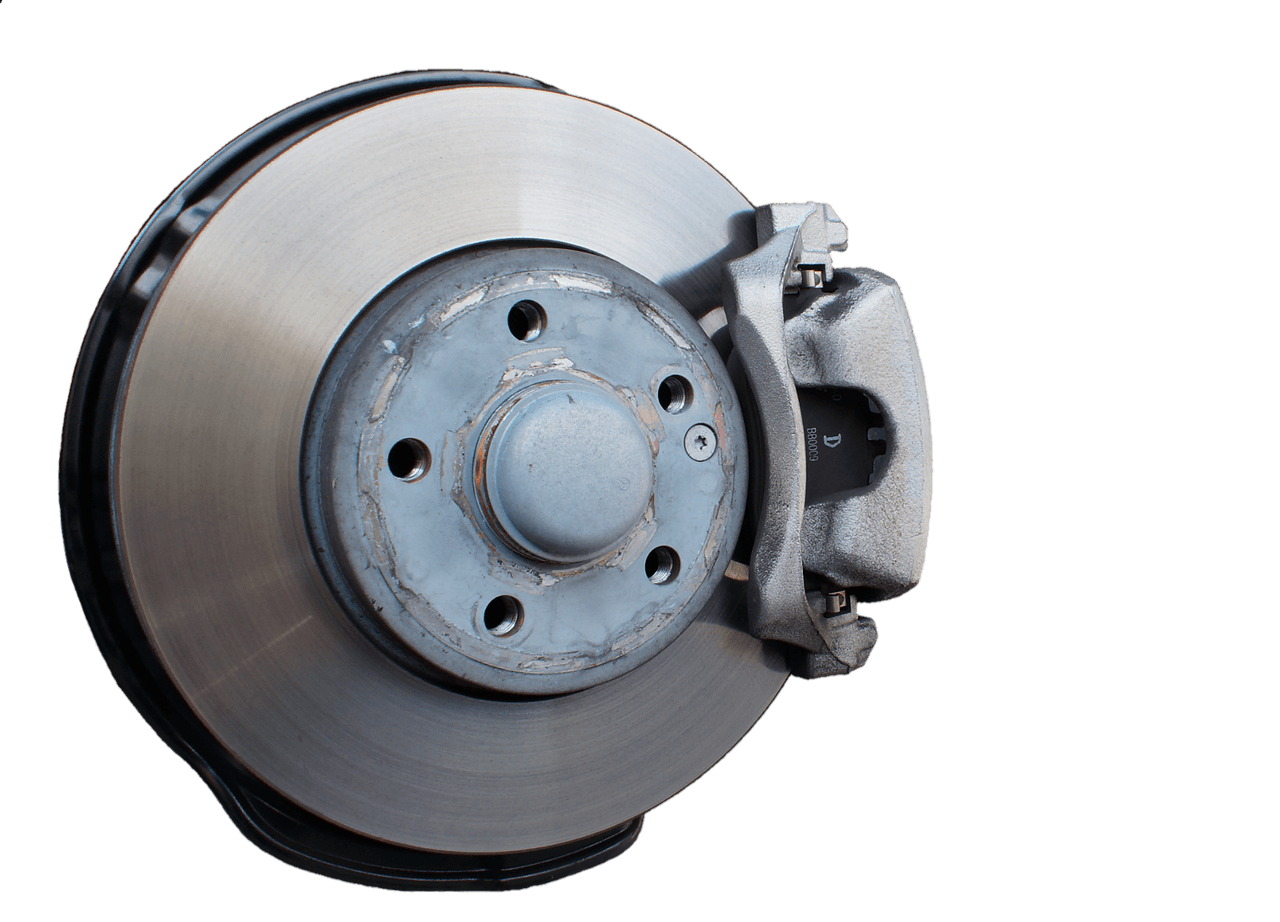 A brake disc and caliper